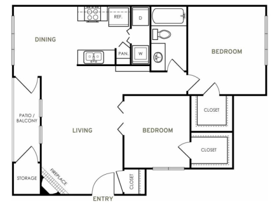 the floor plan for a two bedroom apartment at The  Kendrick