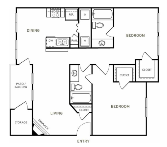 the floor plan for a two bedroom apartment at The  Kendrick