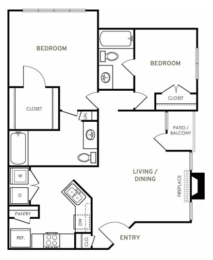 a floor plan for a two bedroom apartment at The  Kendrick