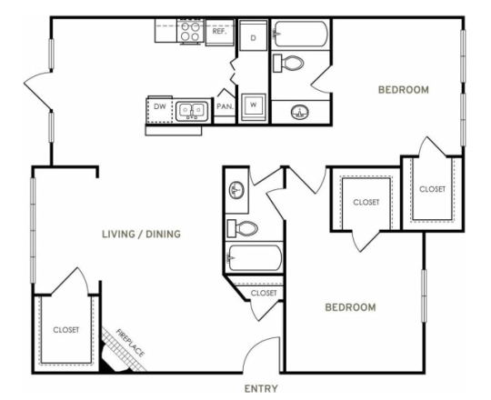 the floor plan for a two bedroom apartment at The  Kendrick