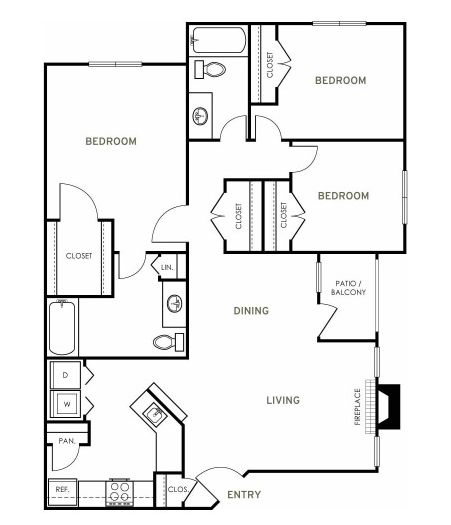 floor plan image of the two bedroom apartment at The  Kendrick